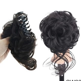 Flauschige Natürliche Haare Ring, Synthetische Donut-Hochsteckfrisur, Dutt Haarteile Haargummi mit Haaren Extensions, Pferdeschwanz Zopf Hochsteckfrisuren (Dunkelbraun)