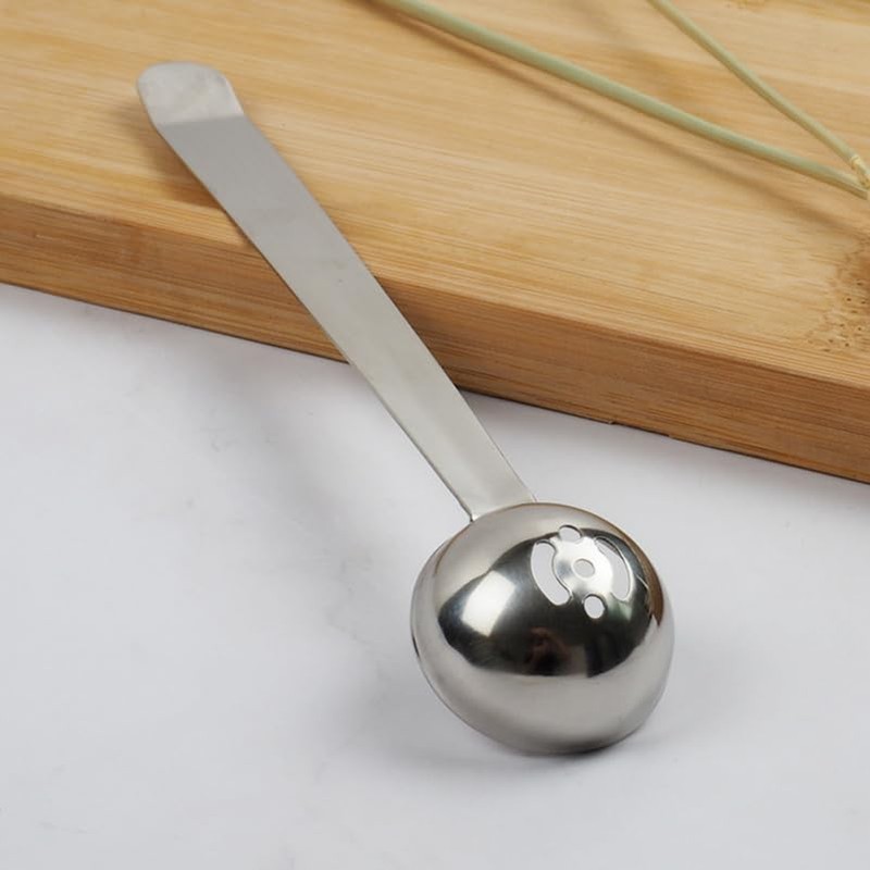 Stainless Steel Olive Spoon Strainer with Long Handle and Drain