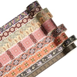 Songdao 8 Rolls Retro Washi Tape Set, Decorative Antique Masking Tapes, Colourful for Art, DIY Crafts, Diary, Planner, Scrapbook, Packaging (Dunhuang)