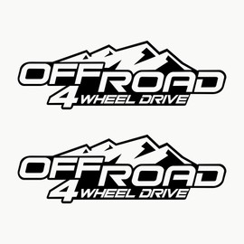 AUTODOMY 4x4 Off Road 4 Wheel Drive Sticker Pack of 2 for Car (Black)