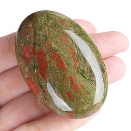 AWARDSEN AWARDSEN 2.4" Large Unakite Crystal Stone Polished Palm Stone Healing Crystals 0.7" Thick Natural Reiki Gemstone Worry Stone Energy Balancing Anxiety Stress Relief Meditation