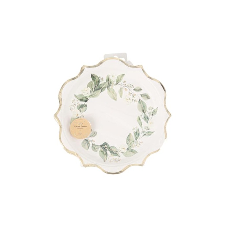 Luck and Luck 8 Green Botanical Leaf Paper Plates With