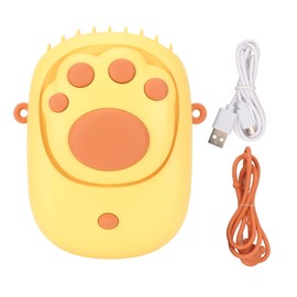 Mini Hanging Neck Fan Cat Paw Shape USB Rechargeable Quiet Running Bladeless Necklace Fan with Stand for School Yellow