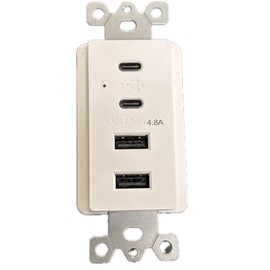 2 Pack USB-C USB-A Combo Receptacle White Bulk Available FREE SHIPPING