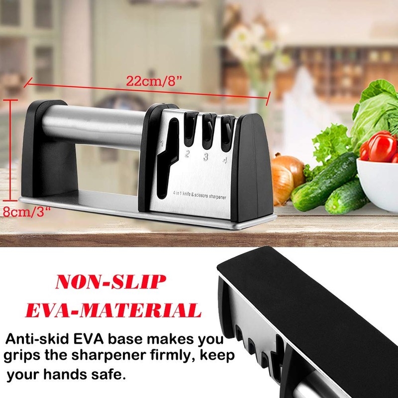 Knife Sharpeners, Best 4 in 1 Manual Kitchen Knives &