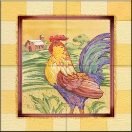 Farmhouse Rooster by Paul Brent - Kitchen Backsplash/Bathroom Wall Tile Mural