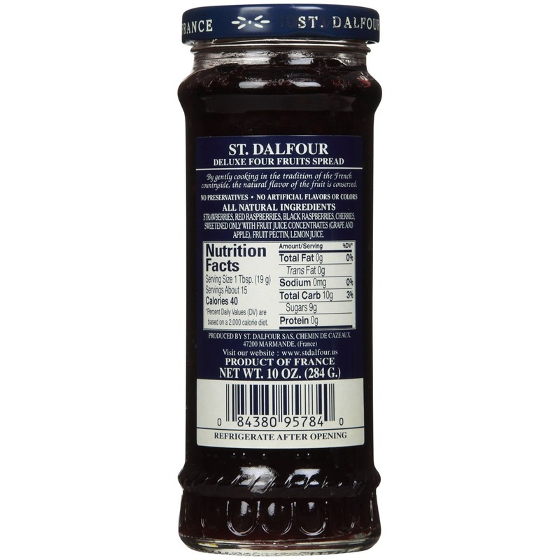 St. Dalfour Four Fruits All Natural Fruit Spread, 10 oz