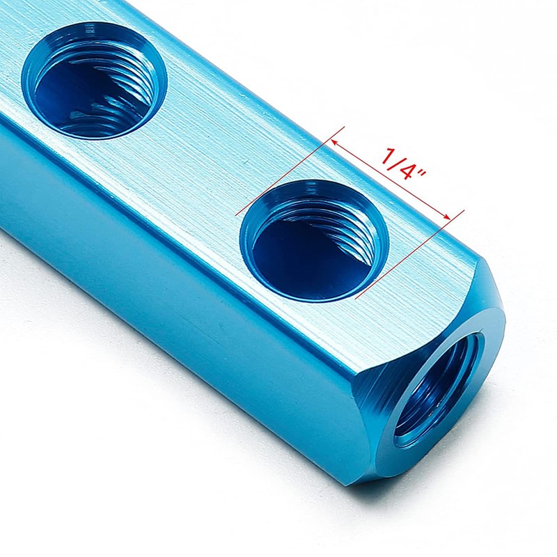 8 Way 11 Port Manifold Block Splitter,1/4" Pneumatic Air Hose