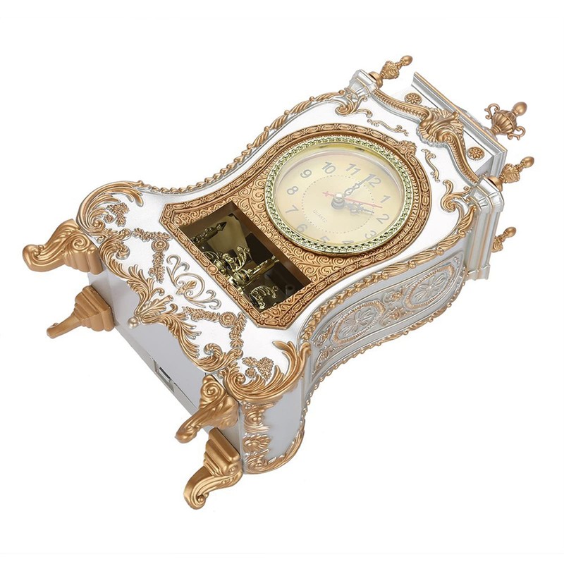 Beufee Vintage Table Clock, Rustic Vintage Style Plastic Shelf Clock