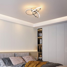 Comely LED Ceiling Light, 30 W, 3300 lm, Modern Ceiling Light in Flower Shape, Silver, Acrylic LED Lamp for Living Room, Bedroom, Hallway, Kitchen, Warm White Light, 3000 K
