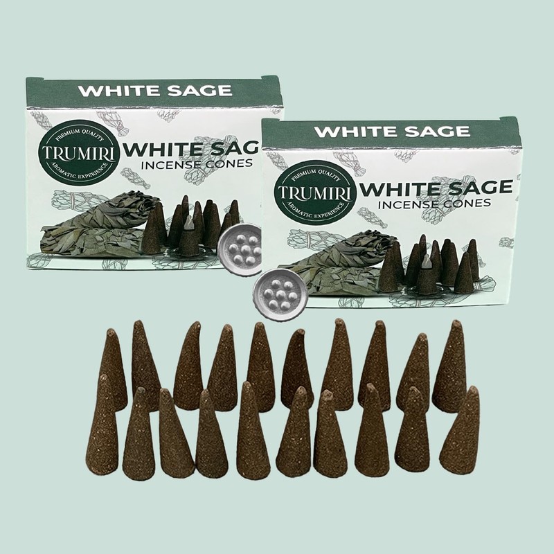 White Sage Incense Cones - Total 20 Cone Incense -