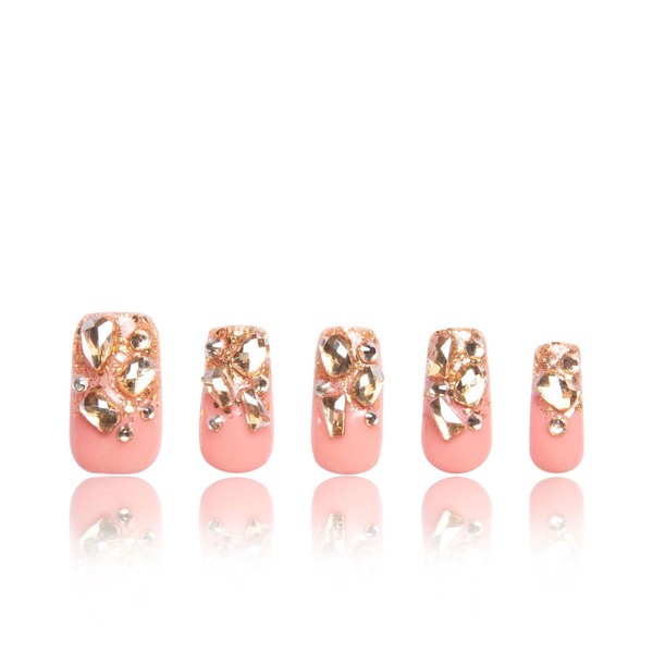 LOVFUL Press on Nails Stardust Gold| Handmade with Full Covered