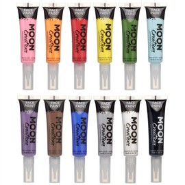 Moon Creations Face & Body Paint with Brush Applicator - 15ml - Set of 12 Colours