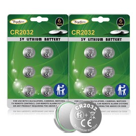 Toyohira CR2032 3v Lithium Coin Batteries 12 Pack, High Capacity Button Coin Cell Airtag Battery for Airtag, Car Key Fobs, Cmos, Calculators, Watches, Scales Remote Control & Smart Home Devices
