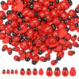Naler 180 Pieces Ladybird Resin 3 Sizes Mini Decoration Small Scatter Decoration Embellishments for Baby Shower Costume DIY Craft Scrapbooking Pendant Wall Hat Decoration Craft Accessories