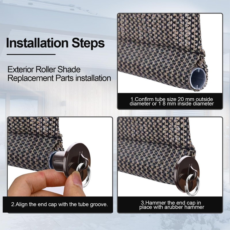 Universal 3-Pack Bungee Pull Ring End Cap Kit,Replacement Shade Parts