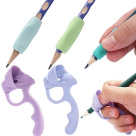 AURAADORN 4 Pack Pencil Grips for Kids Handwriting,Pencil Gripper Holder for Preschooler Training, Pen Writing Aid Tool for Kids Students Preschools (4pcs Multicolor)