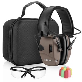 ZOHAN EM054 Electronic Ear Protection for Shooting Range with Sound Amplification Noise Reduction, Ear Muffs for Gun Range (Tan Case)