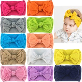 12 piezas diademas de nailon para bebe niña, BetterJonny bandas elásticas suaves para recién nacidos, cintas elásticas para el cabello para recién nacidos, Diadema de Lazos para Bebé, 12 colores