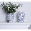 Light Blue White vase Flower Ceramic Porcelain Vintage Chinoiserie Floral