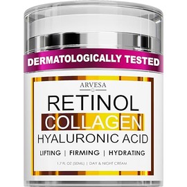 Retinol Cream for Face with Collagen & Hyaluronic Acid, Non-Greasy