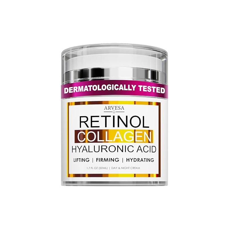 Retinol Cream for Face with Collagen & Hyaluronic Acid, Non-Greasy