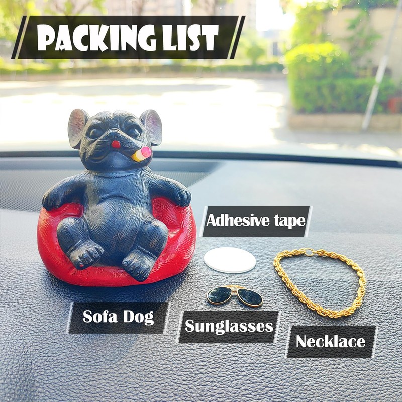 Starupway Cool Dog Car Dashboard Decorations, Dog Lounging on Sofa