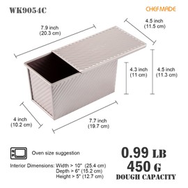 CHEFMADE Bread Mold, Good Heat Conduction, Bread Mold with Lid, Ripple Shape, Bakeware, Non-Stick Bread Case