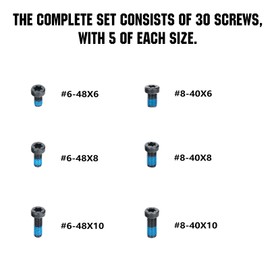 ohhunt Screw Set 30 Pcs for Mount and Plates Include #6-48 Screw and #8-40 Screw in 6mm/8mm/10mm Length 5 in Each Set T15 Torx (Standard Cap Head)