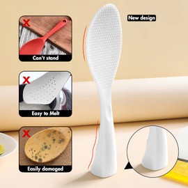 FireKylin Silicone Standing Rice Spatula with Non-Stick Paddle, Heat Resistant Rice Cooker Spoon, Serving Spoon for Grains (White)