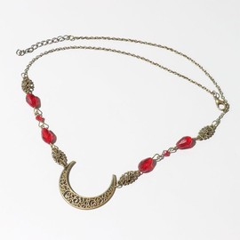 Spevert Boho Head Chain for Women Crescent Moon Forehead Chain with Crystal Headpieces Prom Hair Jewelry for Women and Girls (Black, Copper)