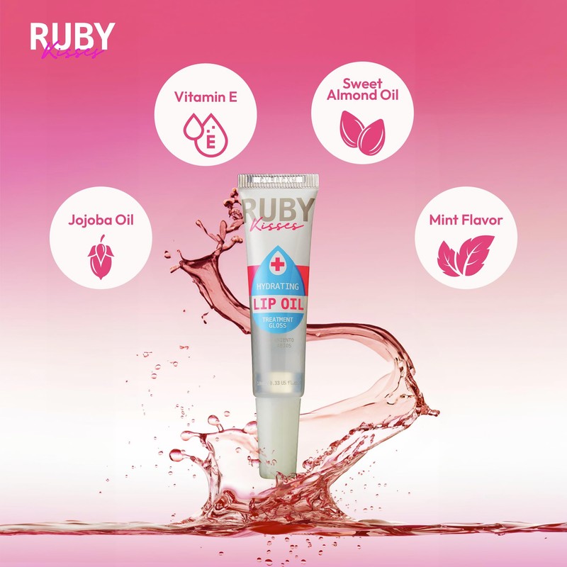 Ruby Kisses Hydrating Clear Lip Oil Treatment Gloss (3 Pack),