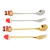 4Pcs Christmas Spoons and Forks Set Stainless Steel Cartoon Funny