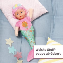 BABY born Zapf Creation Mermaid for Babies, Washable Rag Doll, Mermaid Doll with Soft Vinyl Head, 33 cm Tall