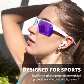 TJUTR Running Sunglasses for Women, Polarized Wrap Around Sun Glasses with UV400 Protection for Sports Cycling Golf TS3080
