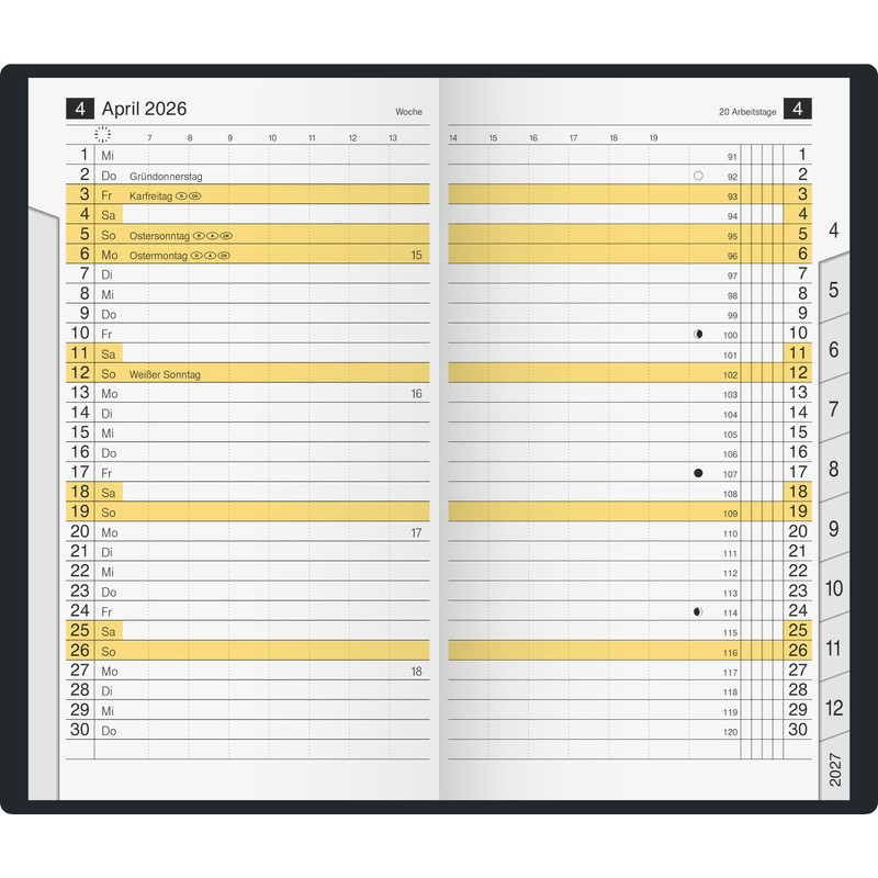 rido/idé Pocket Calendar Model M Planner 2026 | A6, Plastic,