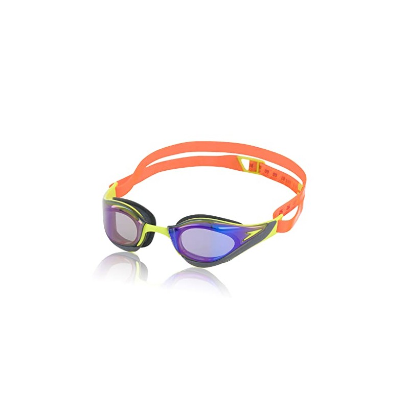 Speedo Unisex-Adult Swim Goggles Mirrored Fastskin Pure Focus, Salso/Atomic Lime/Violet