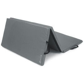 ProsourceFit Tri-Fold Folding Thick Exercise Mat 6’x4’ with Carrying Handles for Tumbling, Martial Arts, Gymnastics, Stretching, Core Workouts, Grey