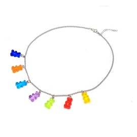 CrownOfRibbons Gummy Bear Necklace, Jelly Sweet Charm Pendant for Women, in an Organza Gift Bag