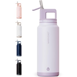 GROSCHE Alpine Flip n' Sip 40 oz Insulated Water Bottle - Stainless Steel, Leakproof Flask with Straw - Perfect for Gym, Travel & Outdoor Use - Keeps Water Cold upto 60 hrs - Lavender