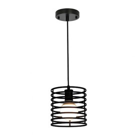 Capaaobc 1 Light Black Hanging Pendant Light Fixtures, Adjustable Black Pendant Lights Kitchen Island, Modern Farmhouse Light Fixtures for Dining Room, Metal Cage Shade