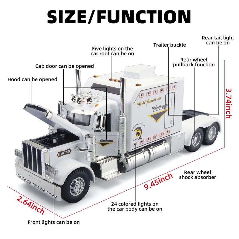 OANMYJJO Semi Truck Toys for Boy Heavy Trucks,Metal Diecast Trucks
