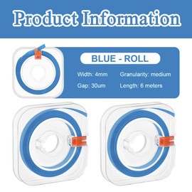 2 Rolls of Tooth Sandpaper, Dental Sandpaper for Spaces, 30 um Tooth Polishing Strips, Portable Dental Sanding Strips Ultra-Fine, Removal of Tooth Discolouration (6 m x 4 mm, Blue)