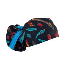 High Bun Ponytail Scrub Caps – Colorful Feathers. - Ponytail Scrub Hats, Bouffant, Scrub Hats for Women, Unisex Surgical Multicolor Colorful Feathers