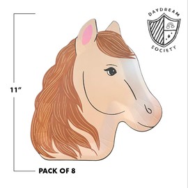 Daydream Society Pony Tales Large Pony Plates - Plates - Pony Head Shape - Pack of 8 - Disposable Plates - Disposable - Cowgirl Theme - Cowgirl Birthday - Party Plates