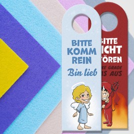 Please do not disturb - come in door hanger with devil and angel for your children so that they can show you whether you are allowed to enter or better not