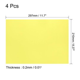 uxcell 4Pcs A4 Gel Light Lighting Filter Overlay Transparent Color Correction Plastic Vinyl PVC Sheets Photography Television Yellow,0.2mm