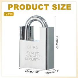 PATIKIL Stainless Steel Padlocks 40mm (1-9/16"), 2 Pcs High-Security Padlock Keyed Different Shrouded Pad Lock Harden Shackle with Keys for Indoor Outdoor, Silver
