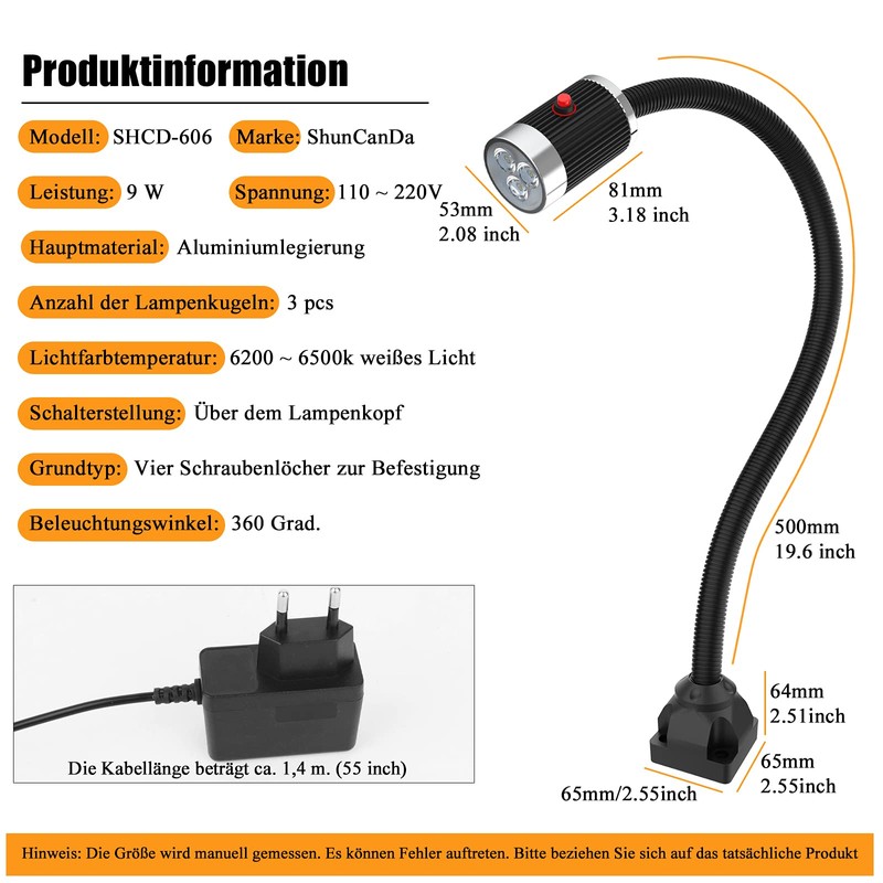 S SHUN CAN DA Flexible Gooseneck Light 900 Lumen LED