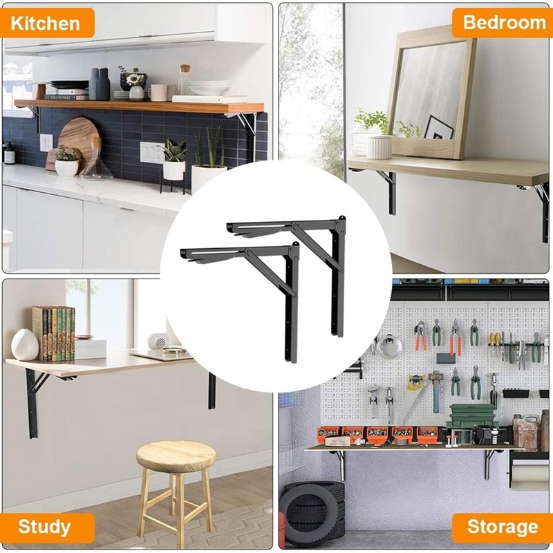 TORACK Heavy-Duty 18 inch Folding Wall Shelf Brackets, Space-Saving Collapsible
